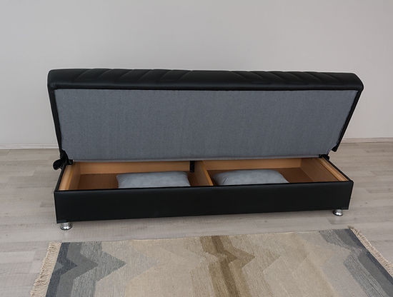 black leather sofa
