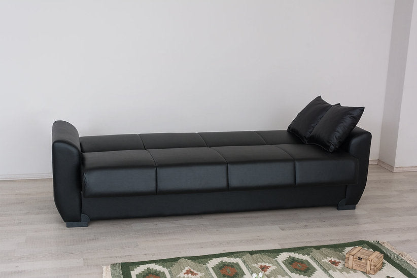black leather sofa set