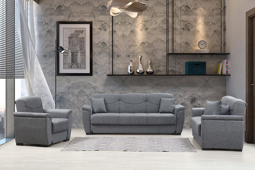 grey fabric sofa set