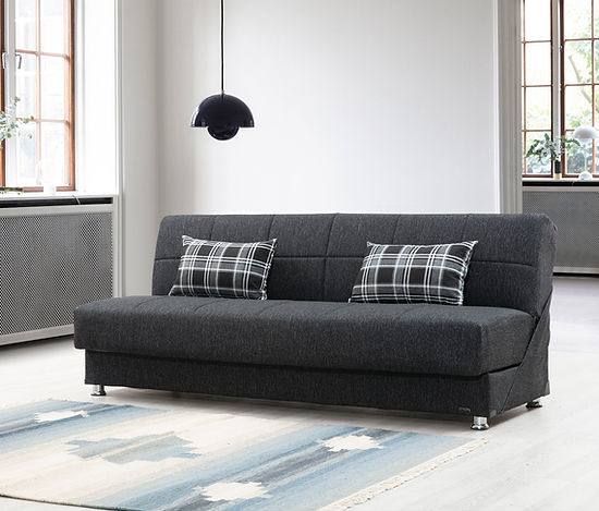 black fabric sofa