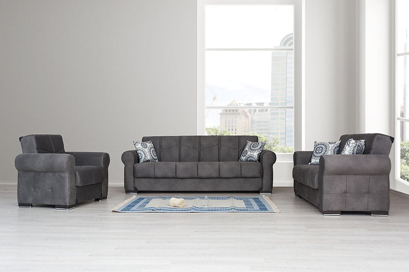 dark grey fabric sofa set