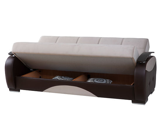 beige leather sofa