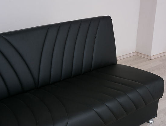 black leather sofa