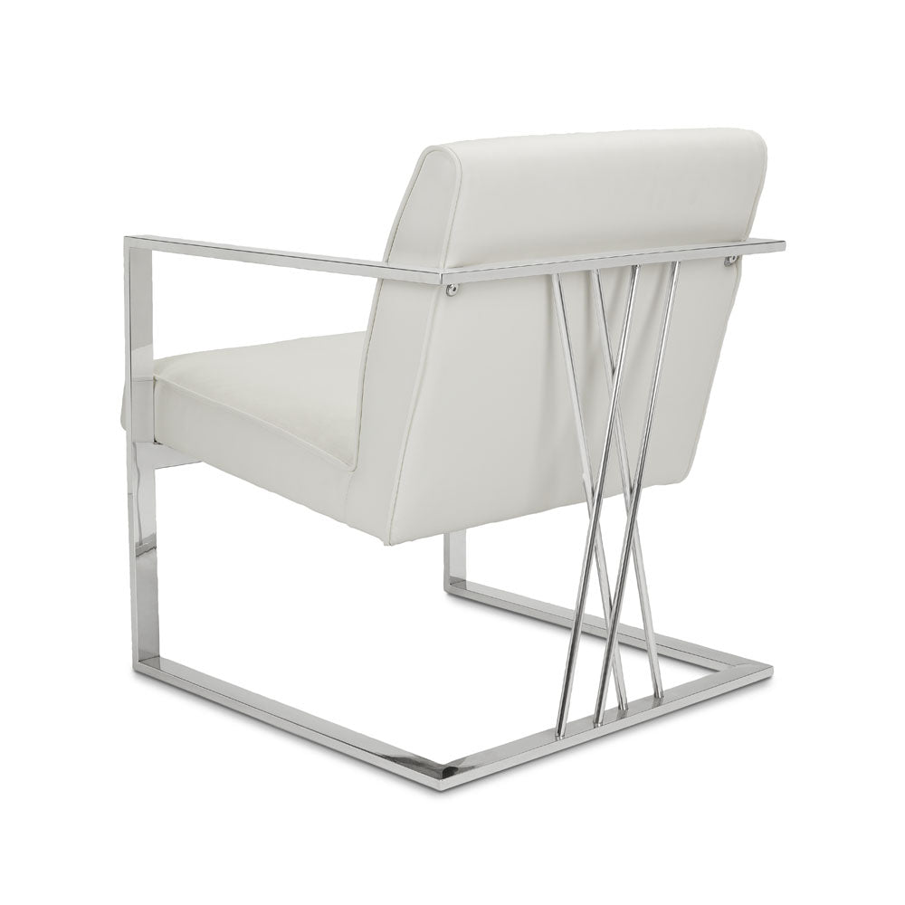 white leather accent chair