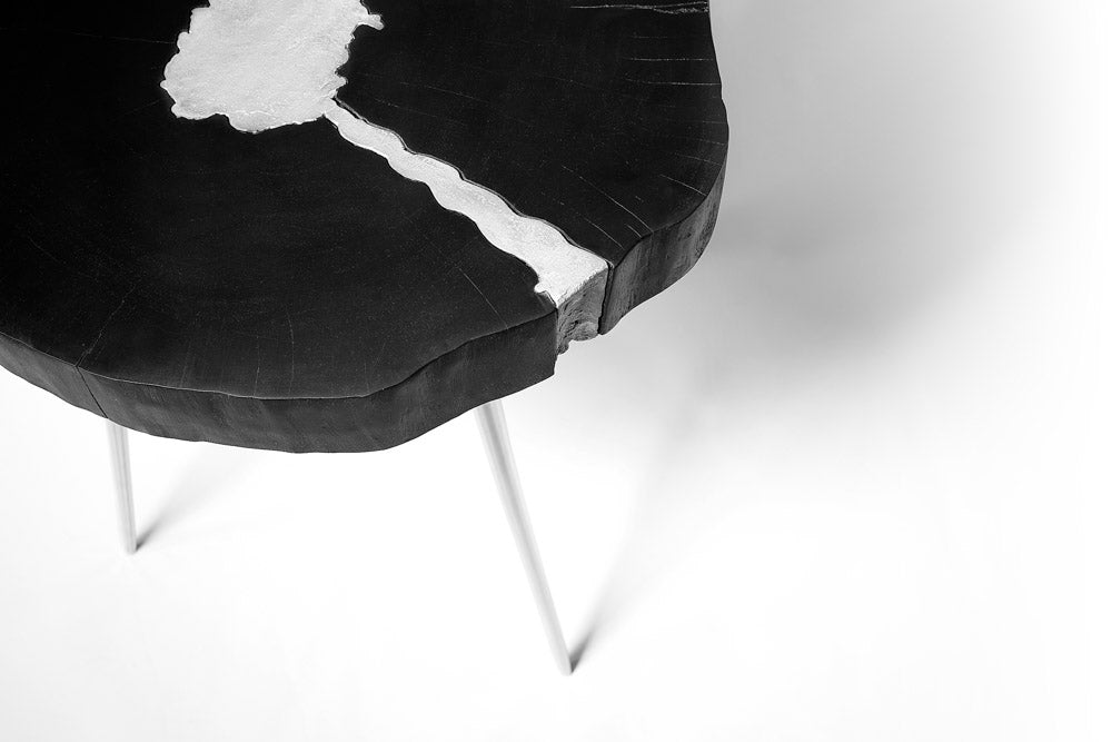 black and silver end table