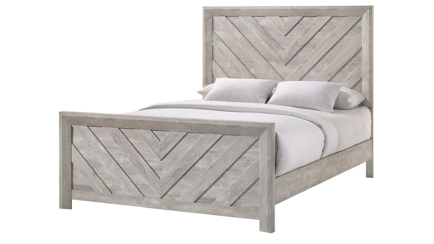 light grey bed