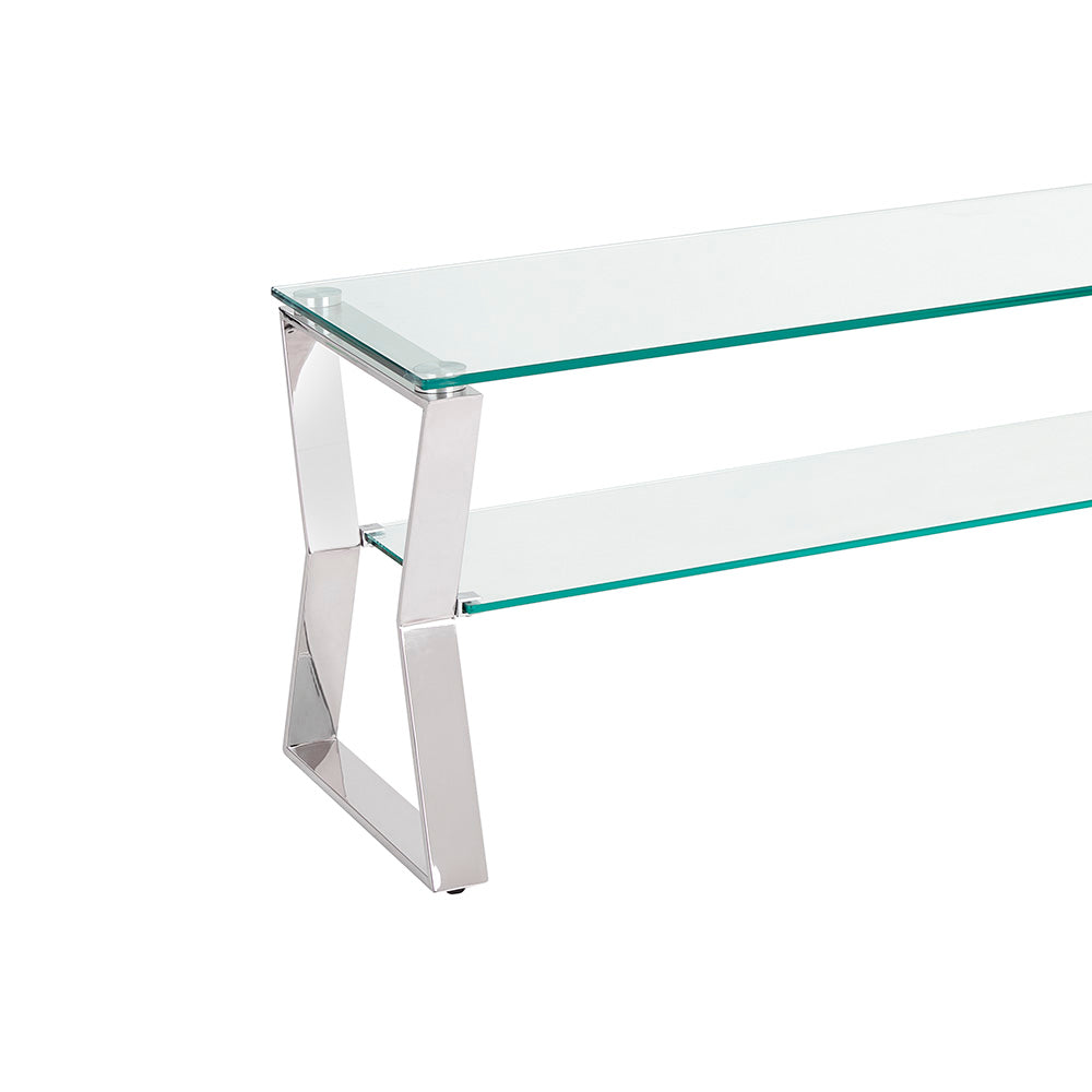 silver TV shelf