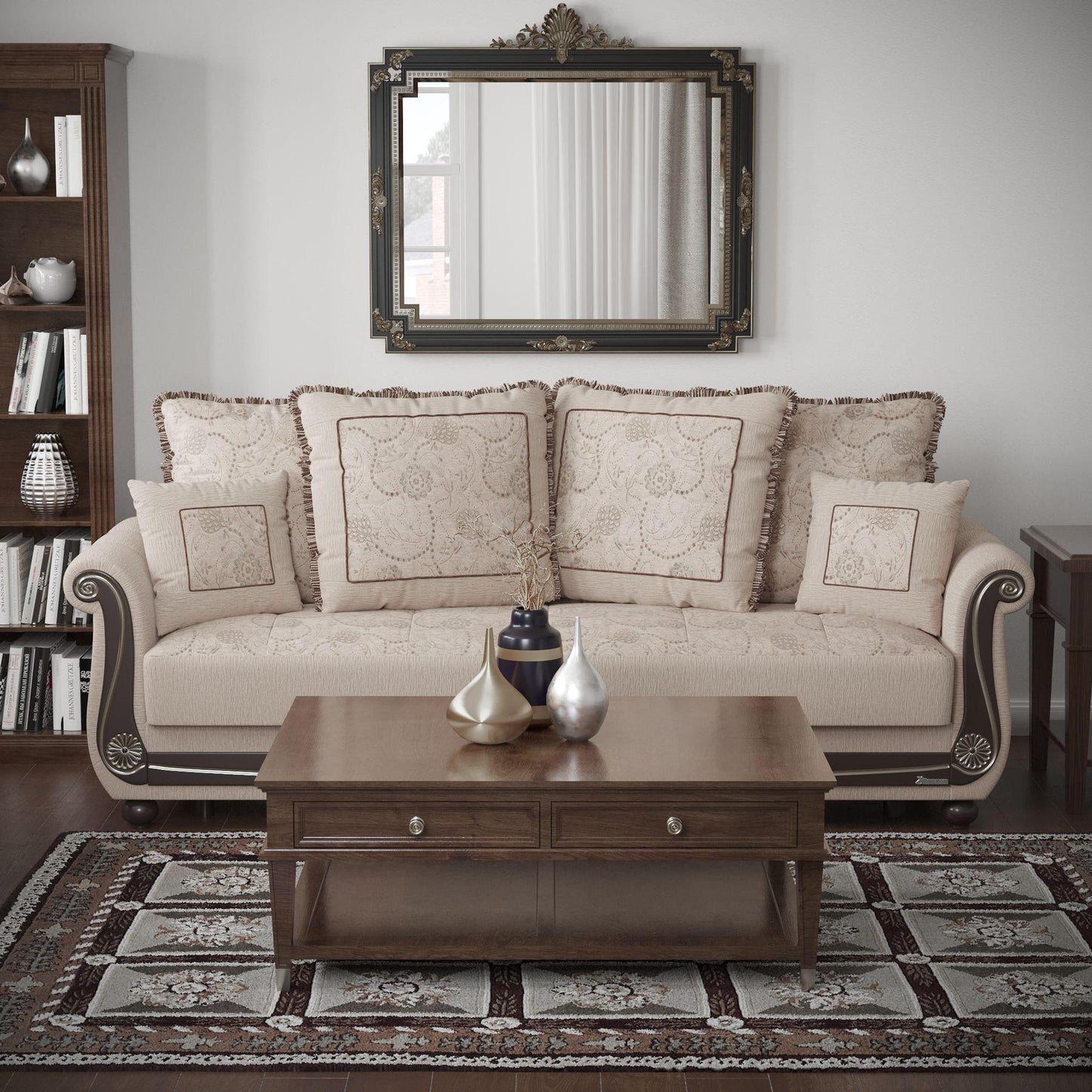 beige fabric sofa