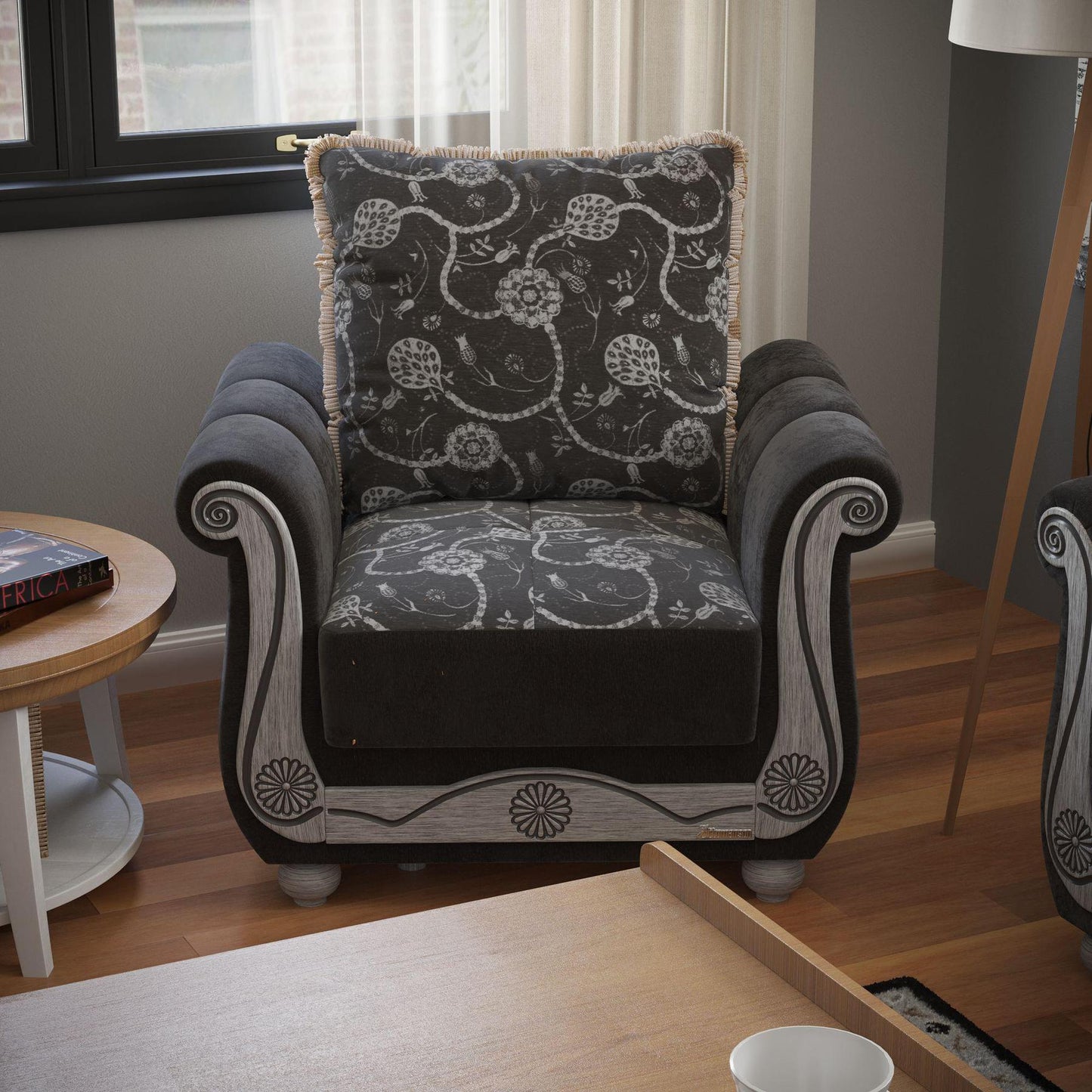 black fabric chair