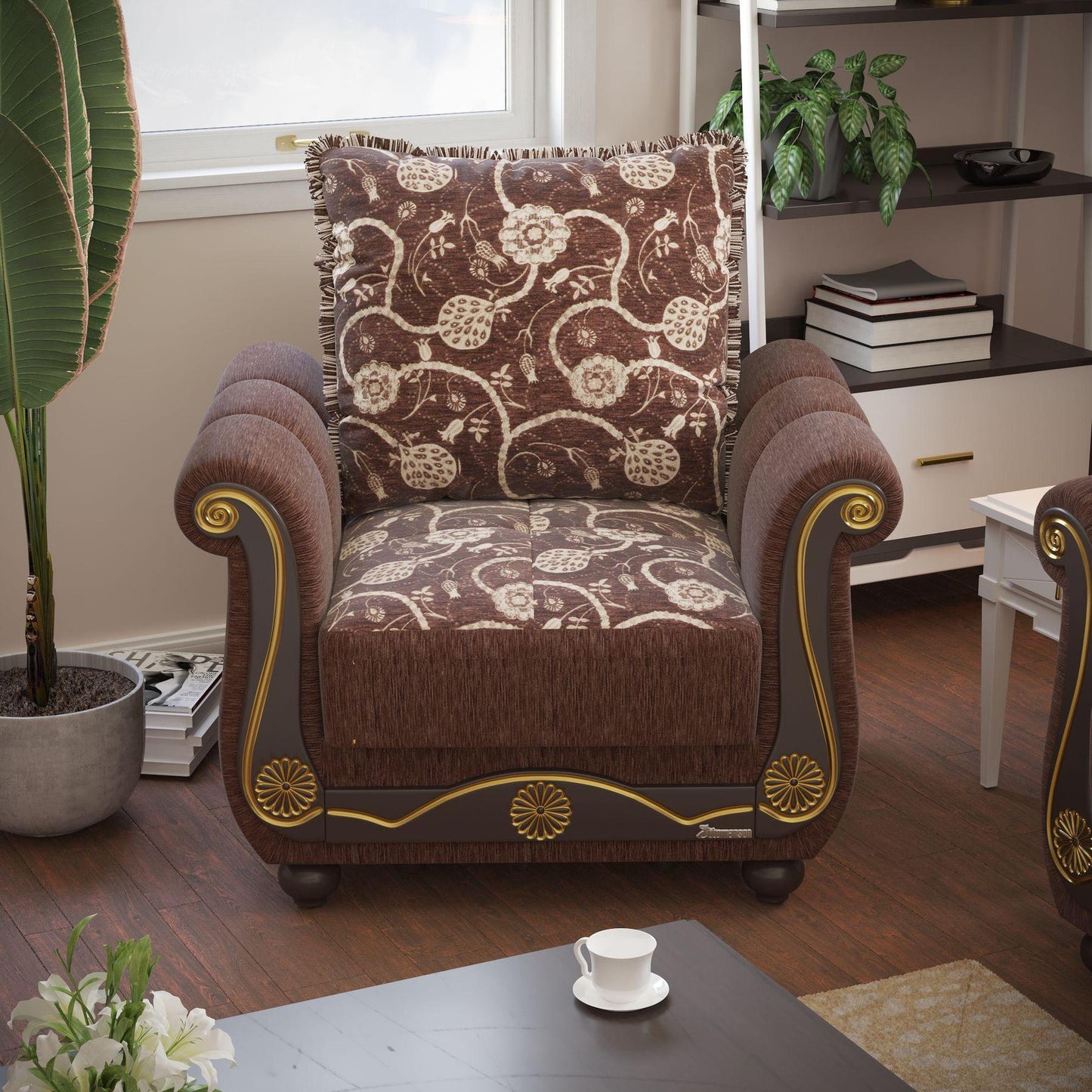 brown fabric chair