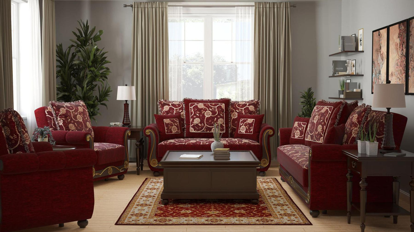 burgundy fabric sofa set