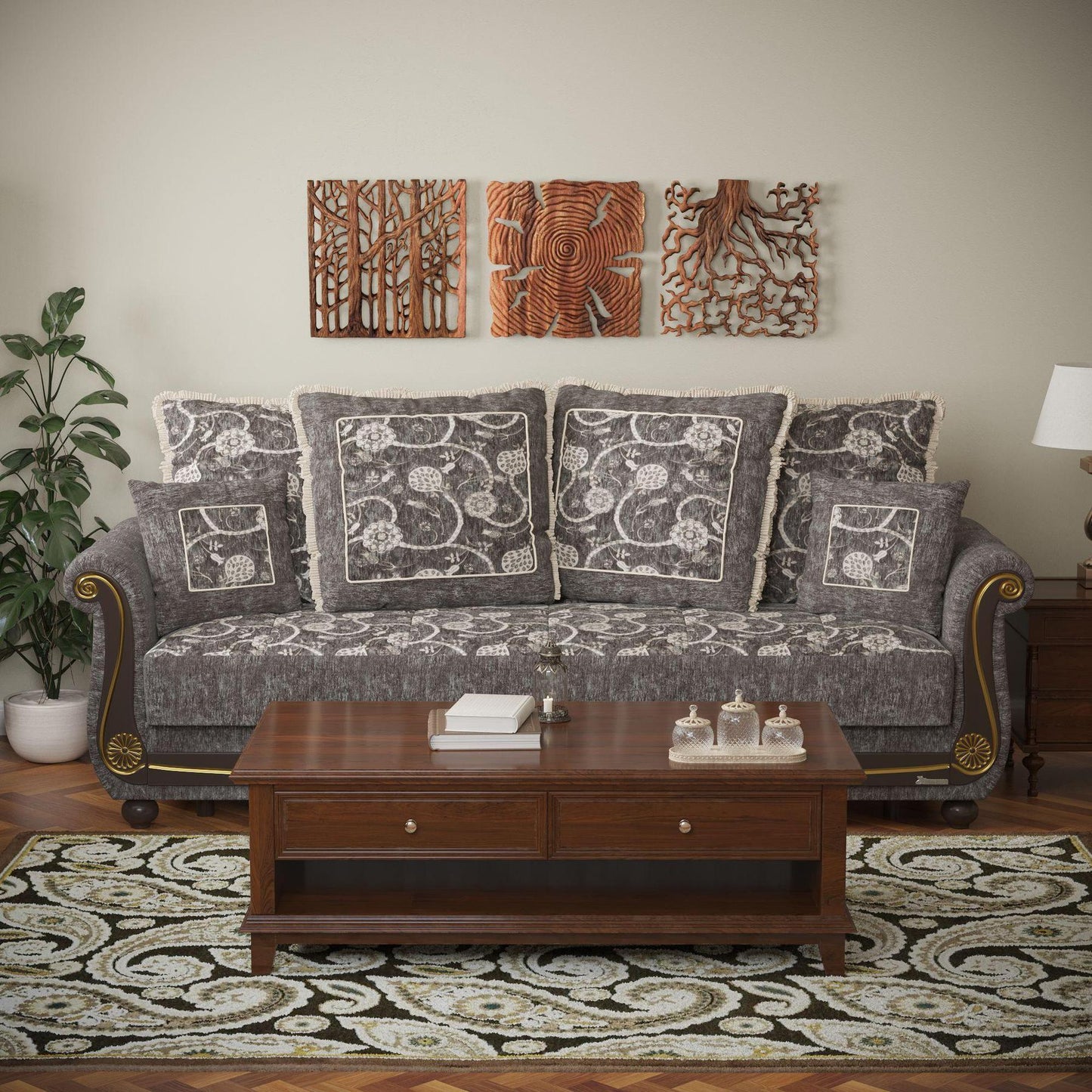 grey fabric sofa