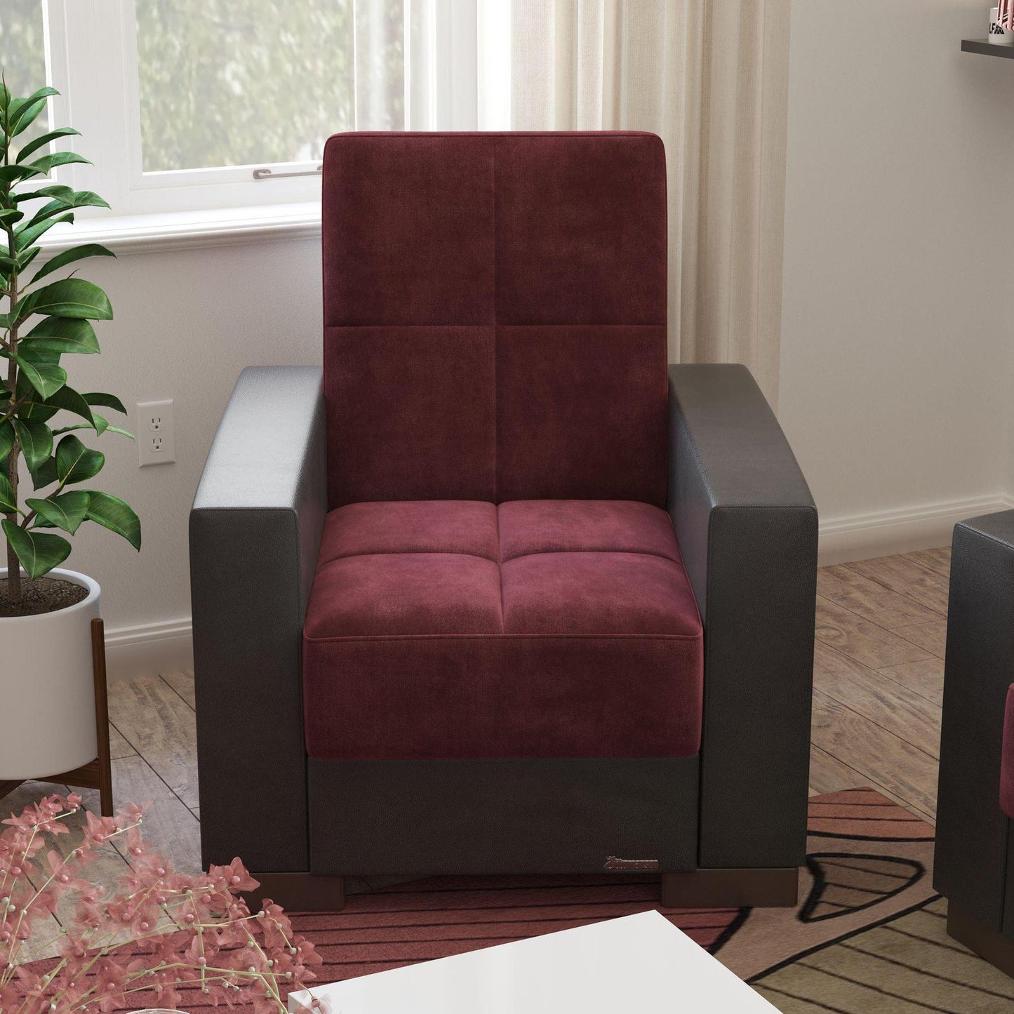 burgundy fabric chair