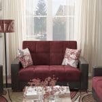 burgundy fabric love seat