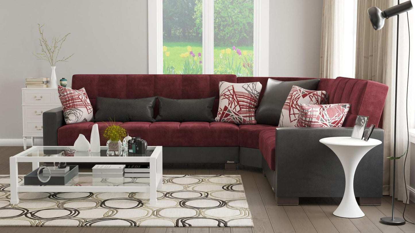 burgundy fabric sofa sectional