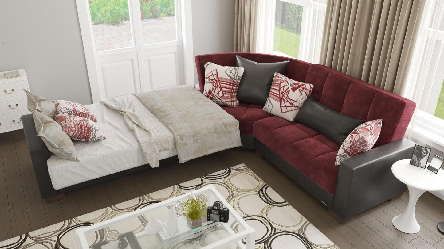 burgundy fabric sofa bed