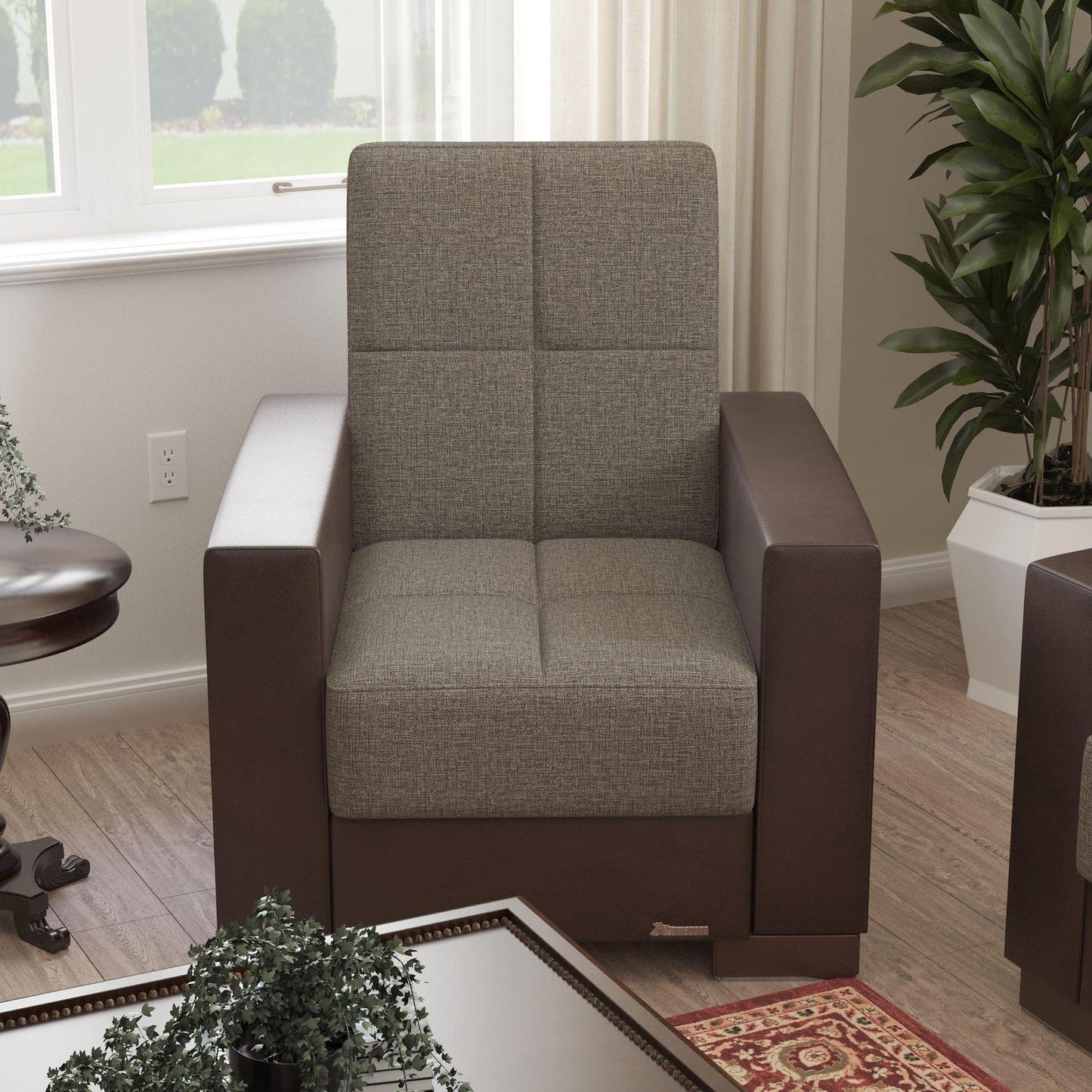 taupe fabric chair