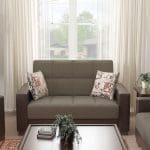 taupe fabric love seat