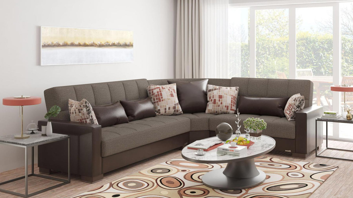 brown fabric sofa sectional