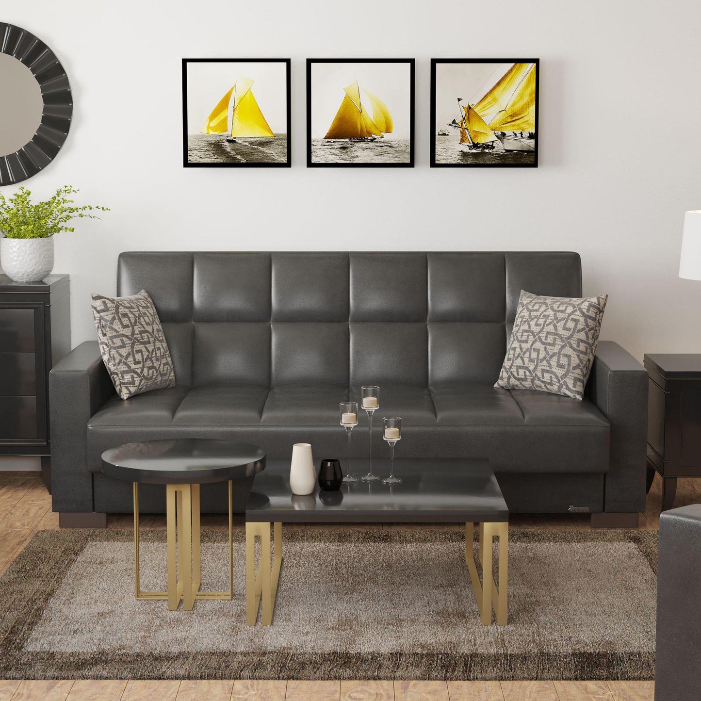 black leather sofa set