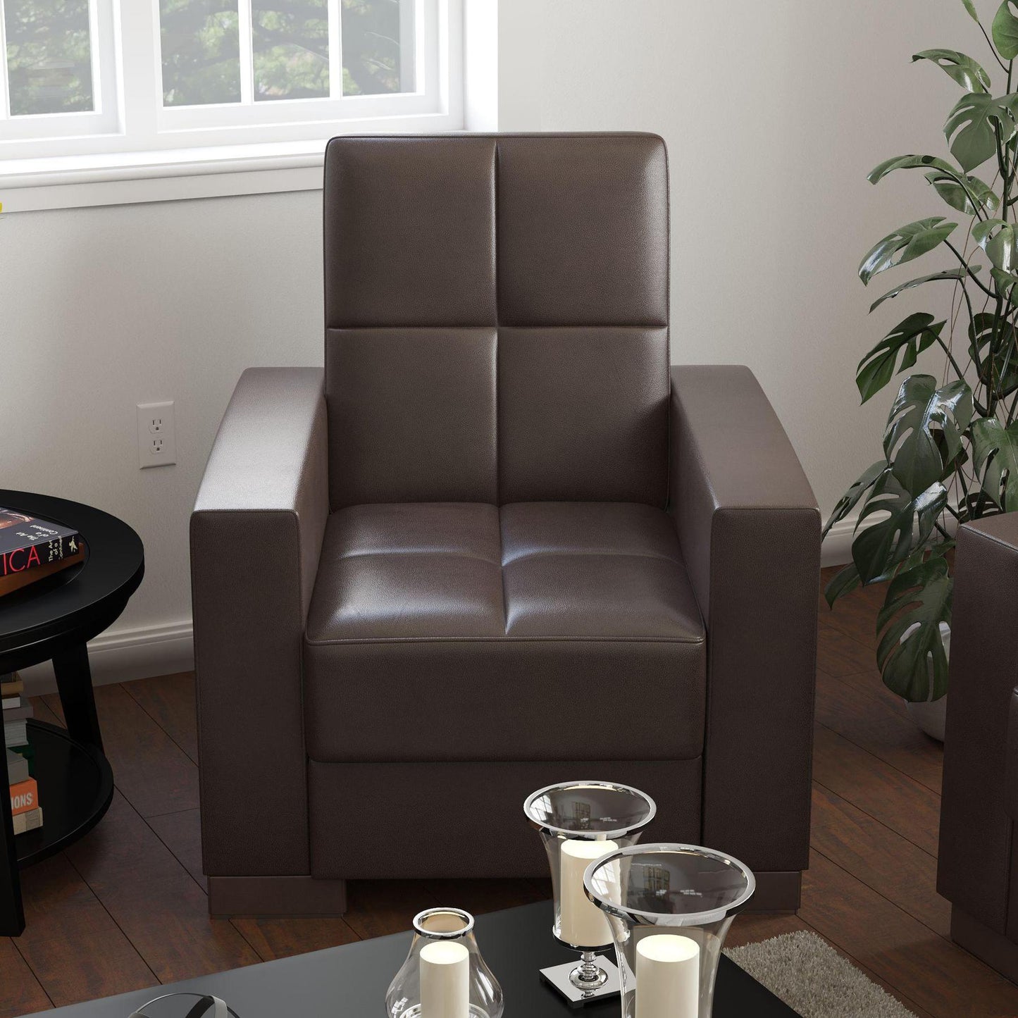 brown leather chair