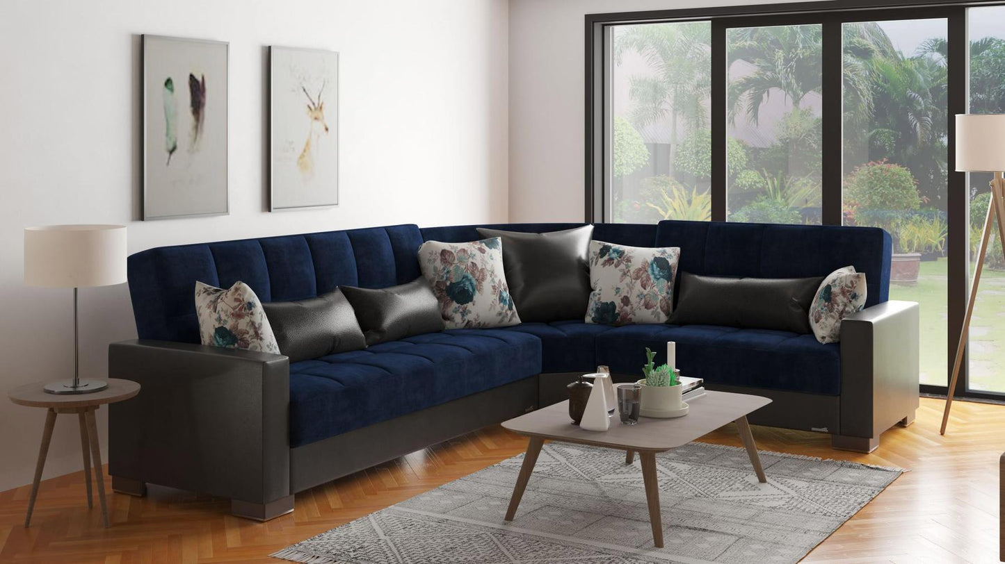 blue fabric sofa sectional