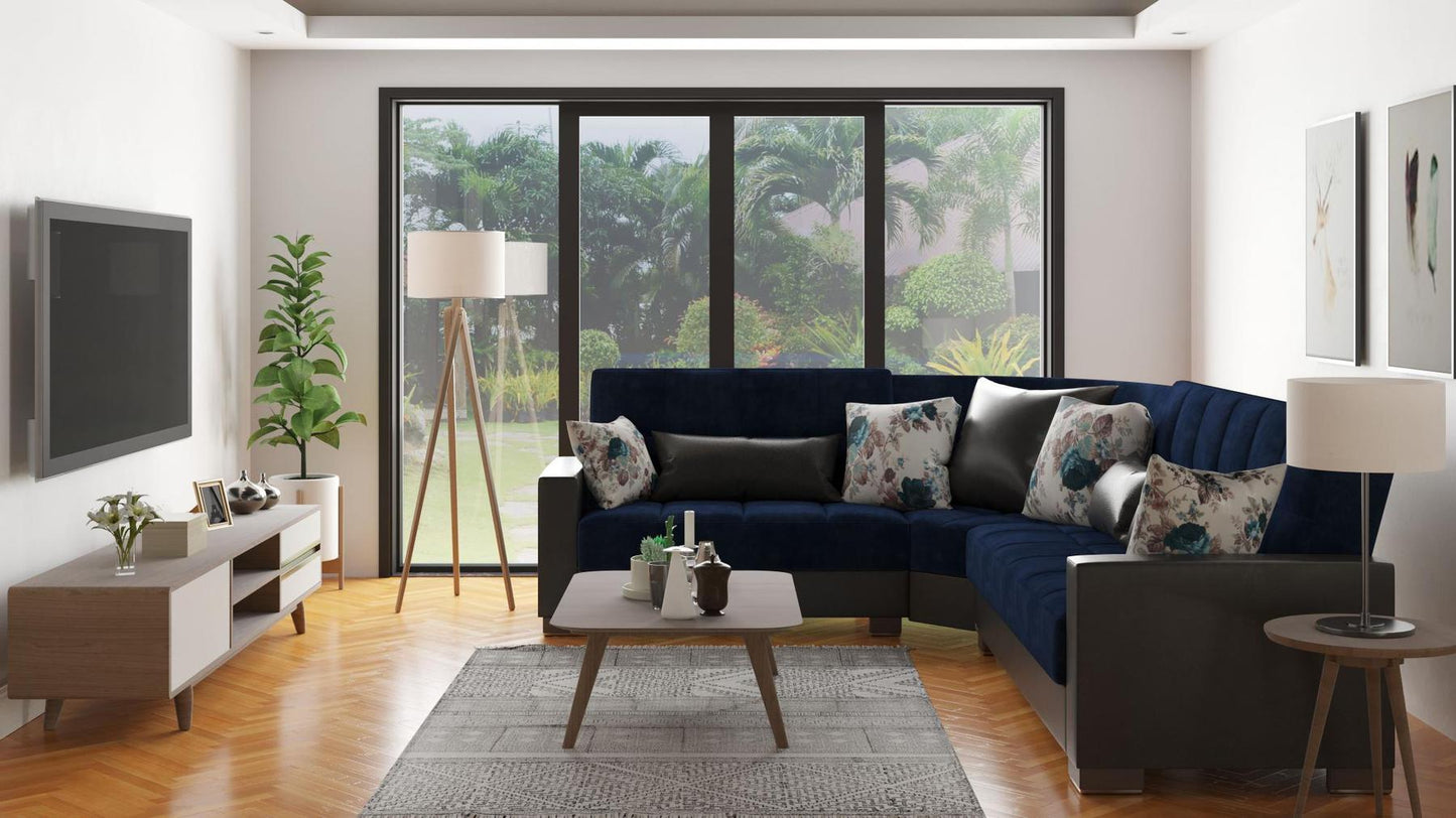 blue fabric sofa sectional