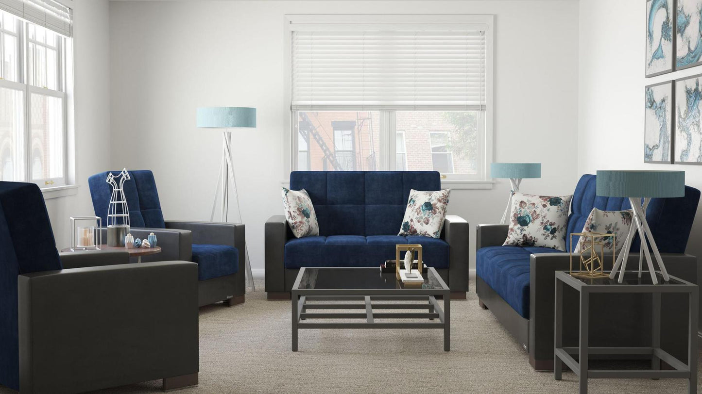 blue fabric sofa set