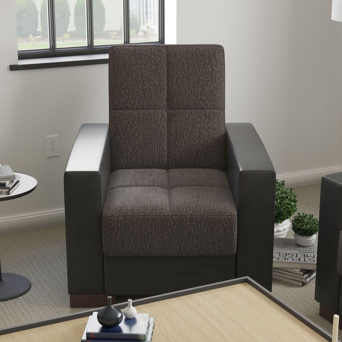 taupe fabric chair