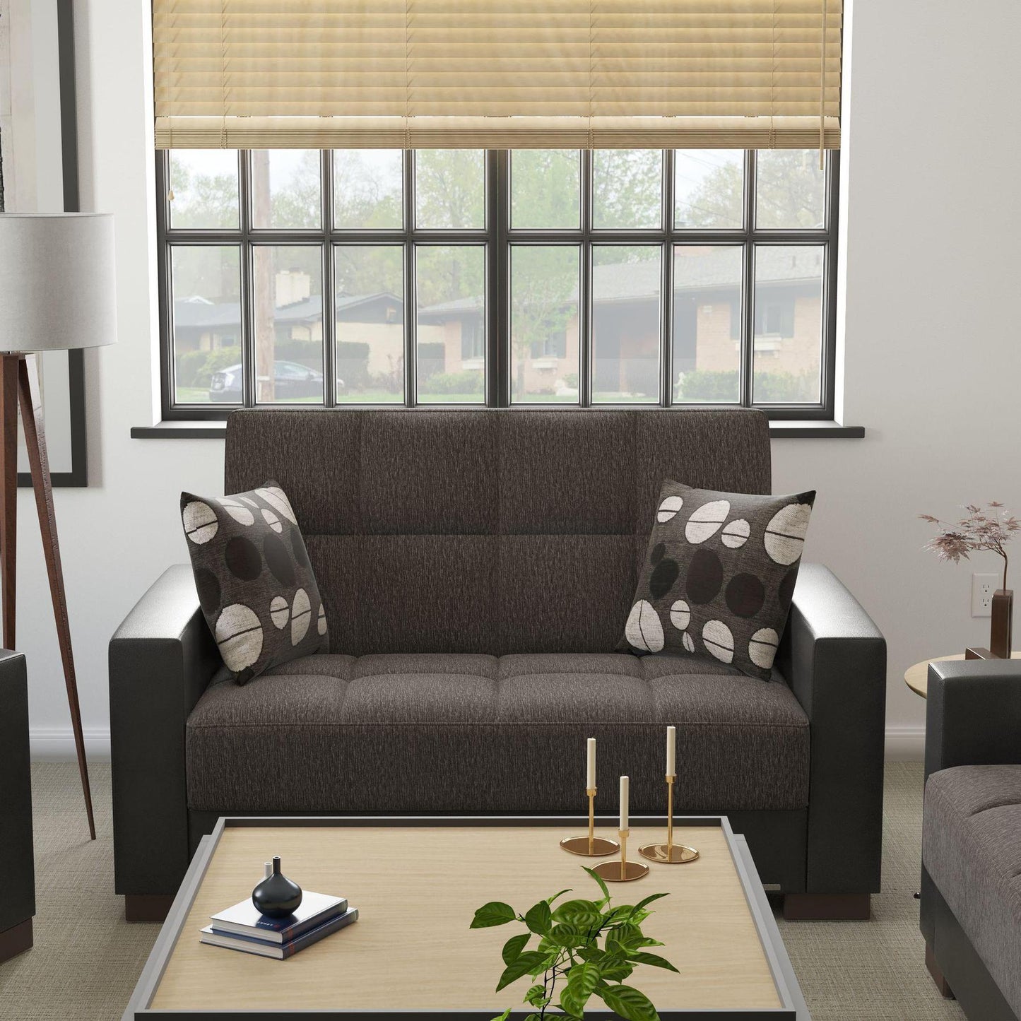 taupe fabric love seat