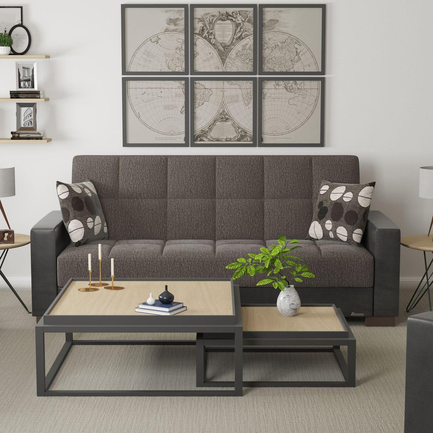 taupe fabric sofa