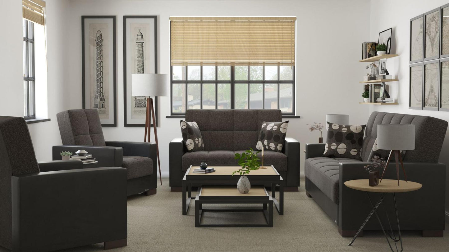 grey fabric sofa set