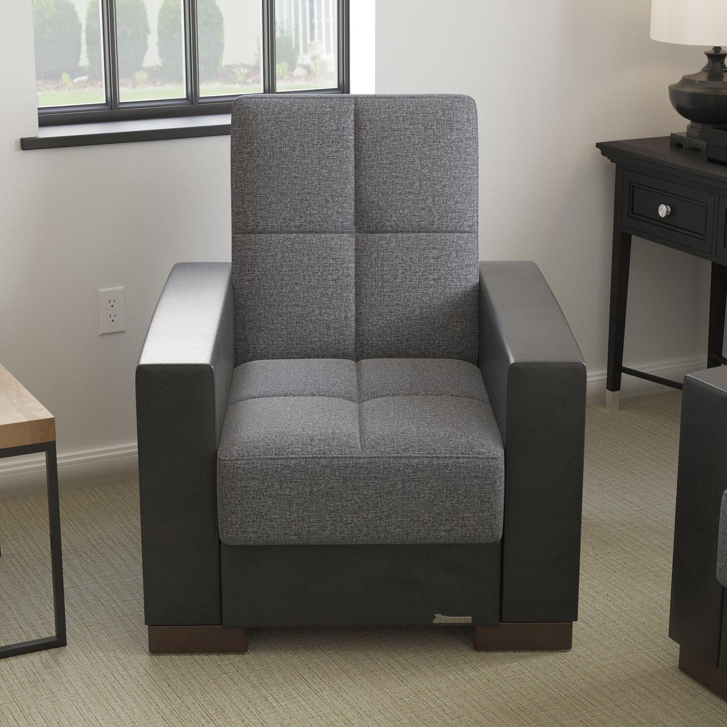 grey fabric chair