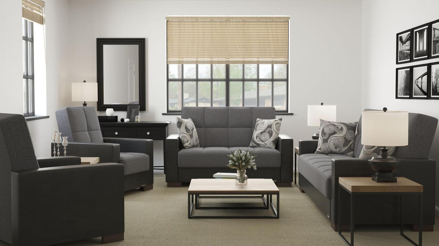 grey fabric sofa set