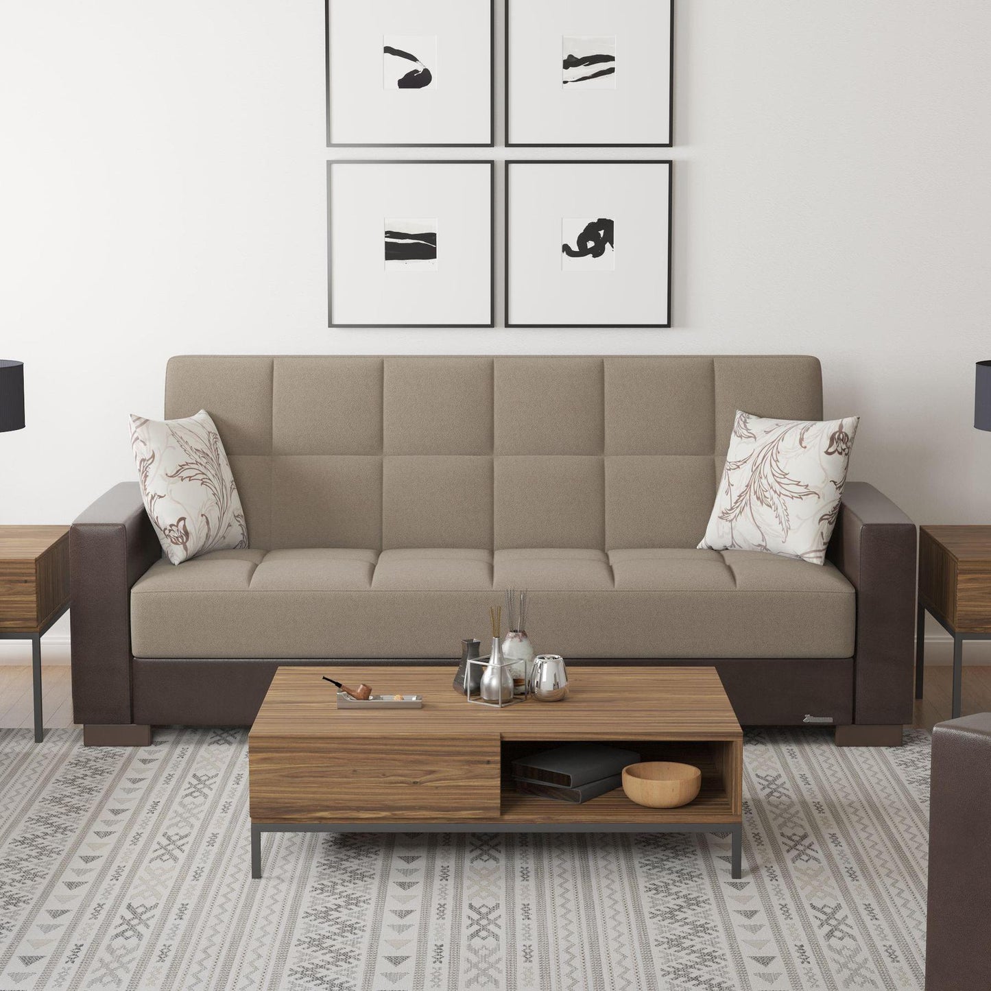 taupe fabric sofa