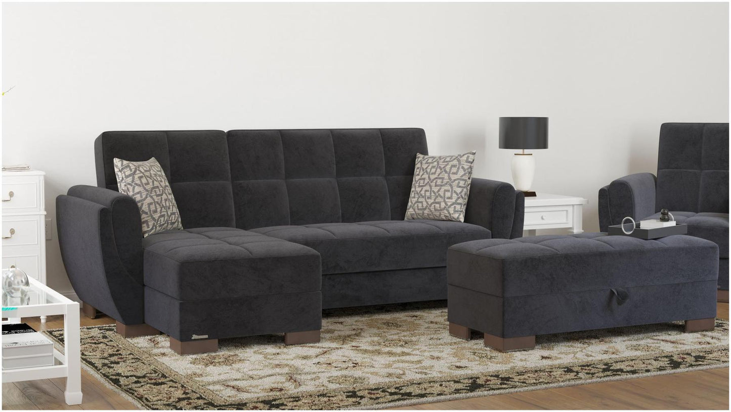 black fabric sofa sectional