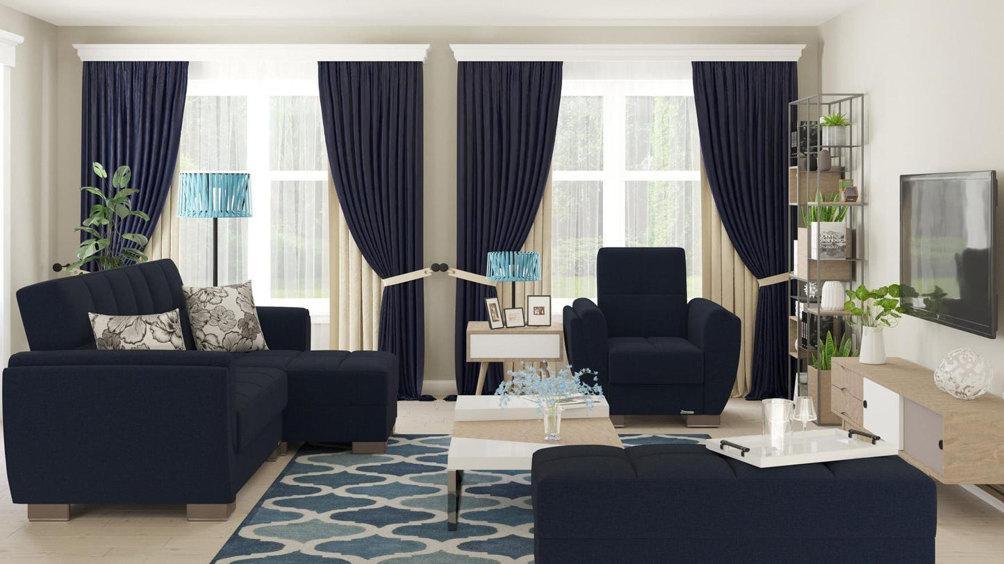 blue fabric chair