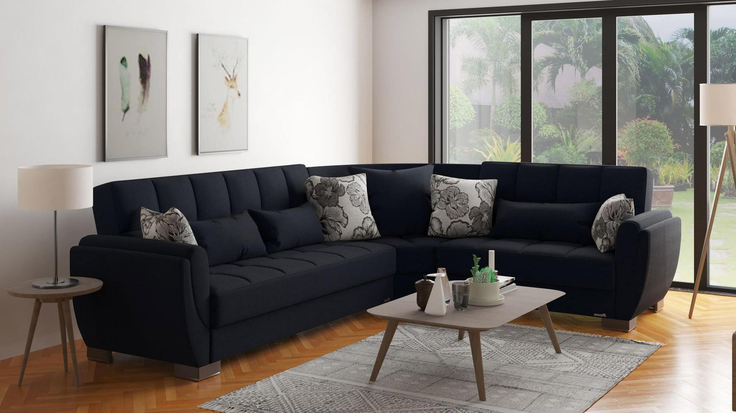 black sofa sectional