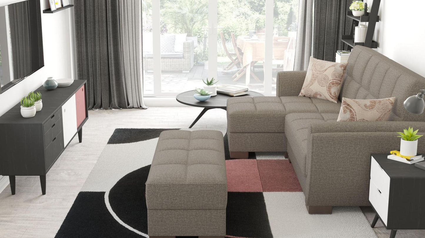 dark grey fabric ottoman