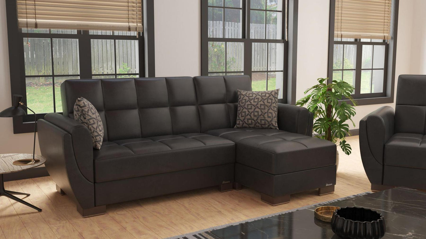 black leather sofa sectional