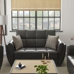 black leather love seat