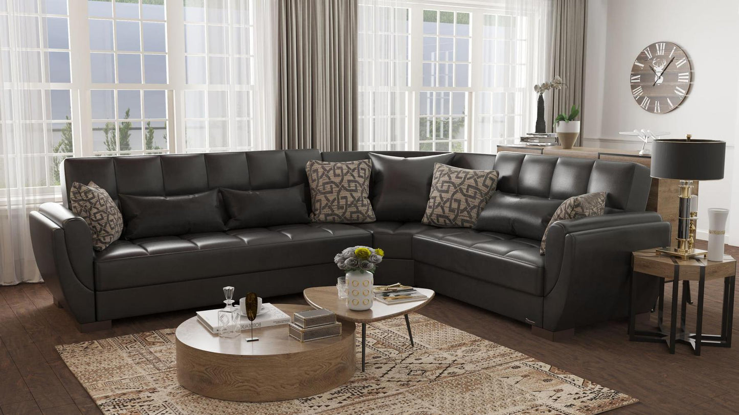 black leather sofa sectional