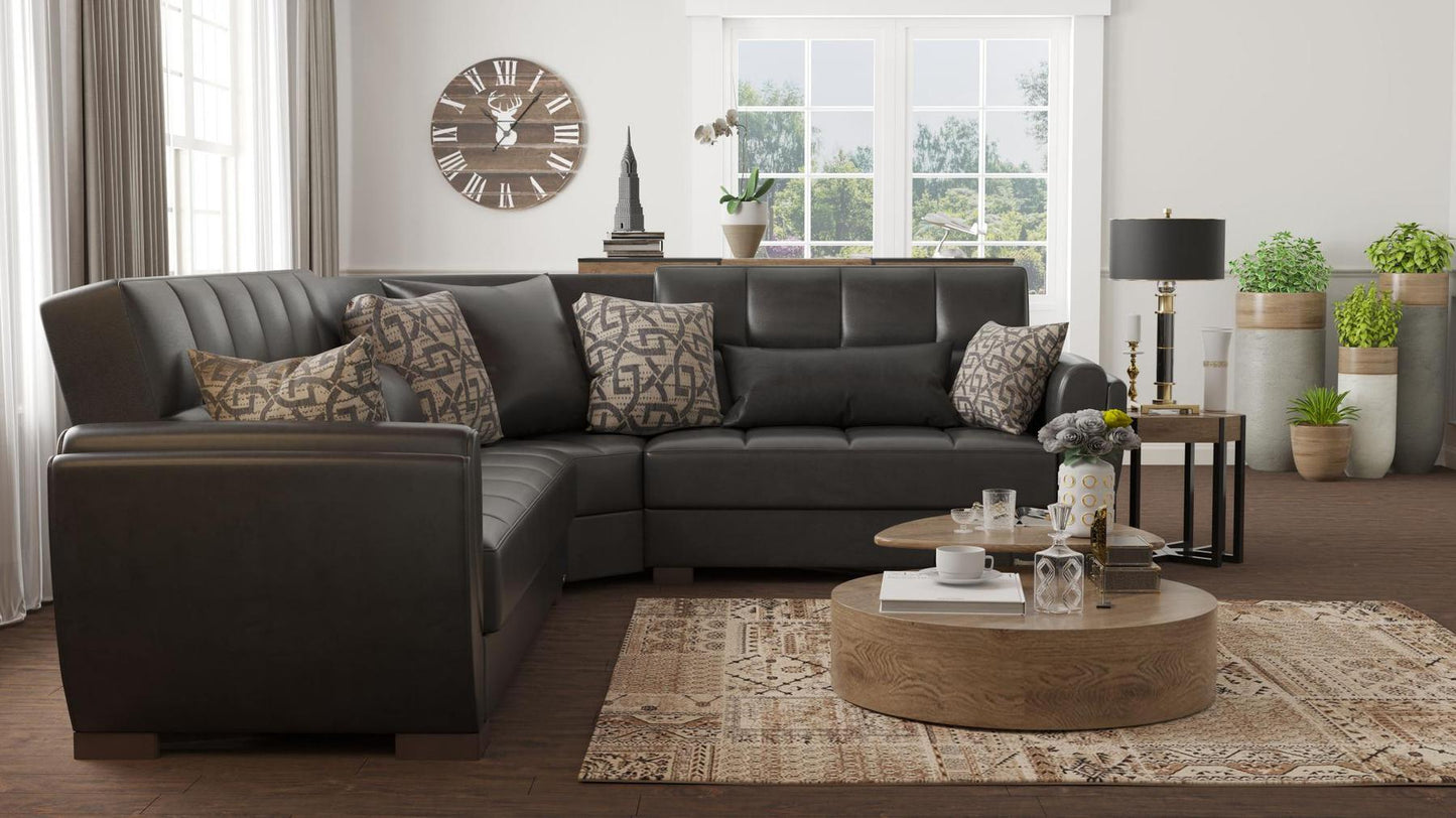 black leather sofa sectional