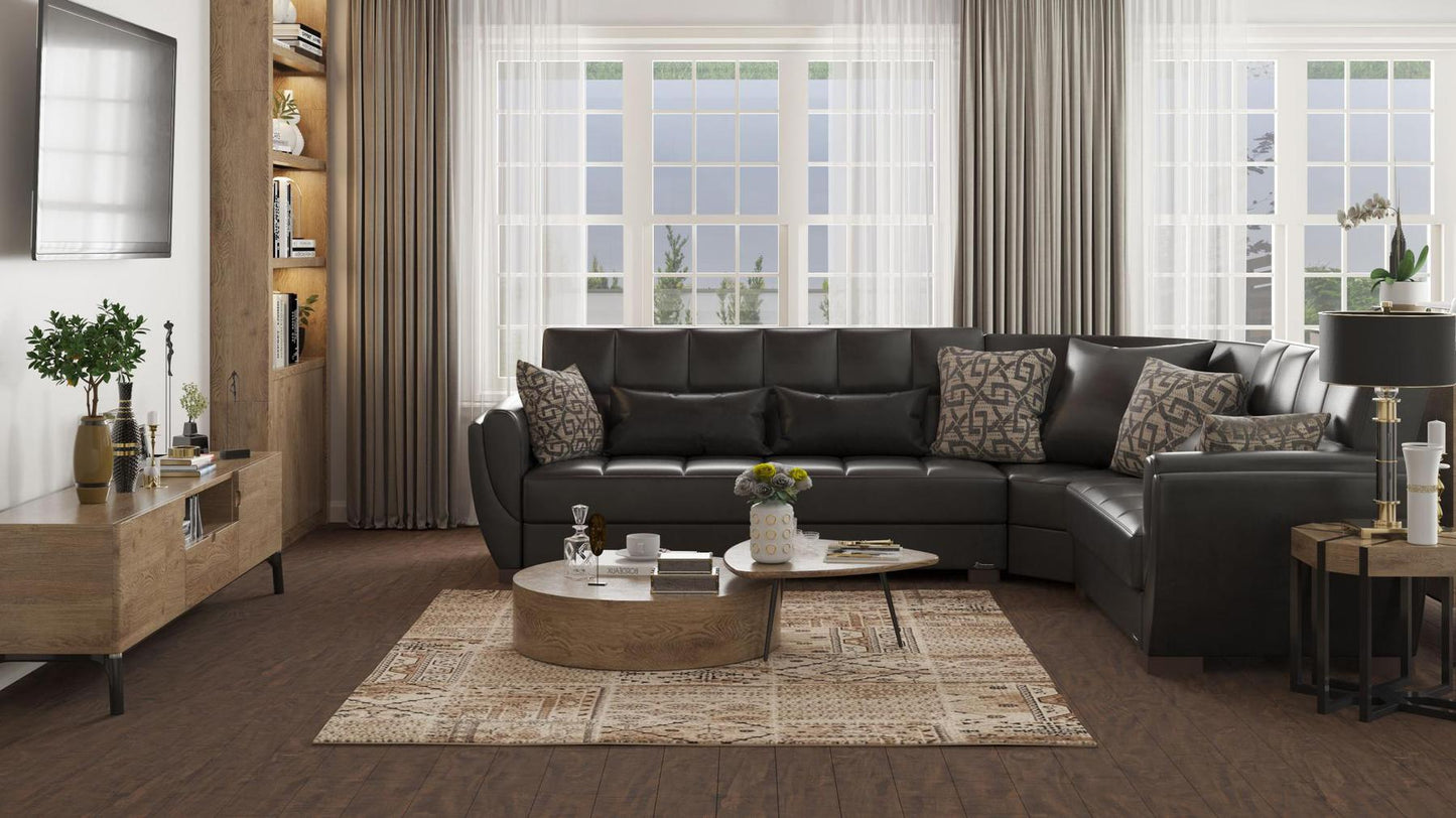 black leather sofa sectional