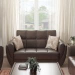 dark brown leather love seat