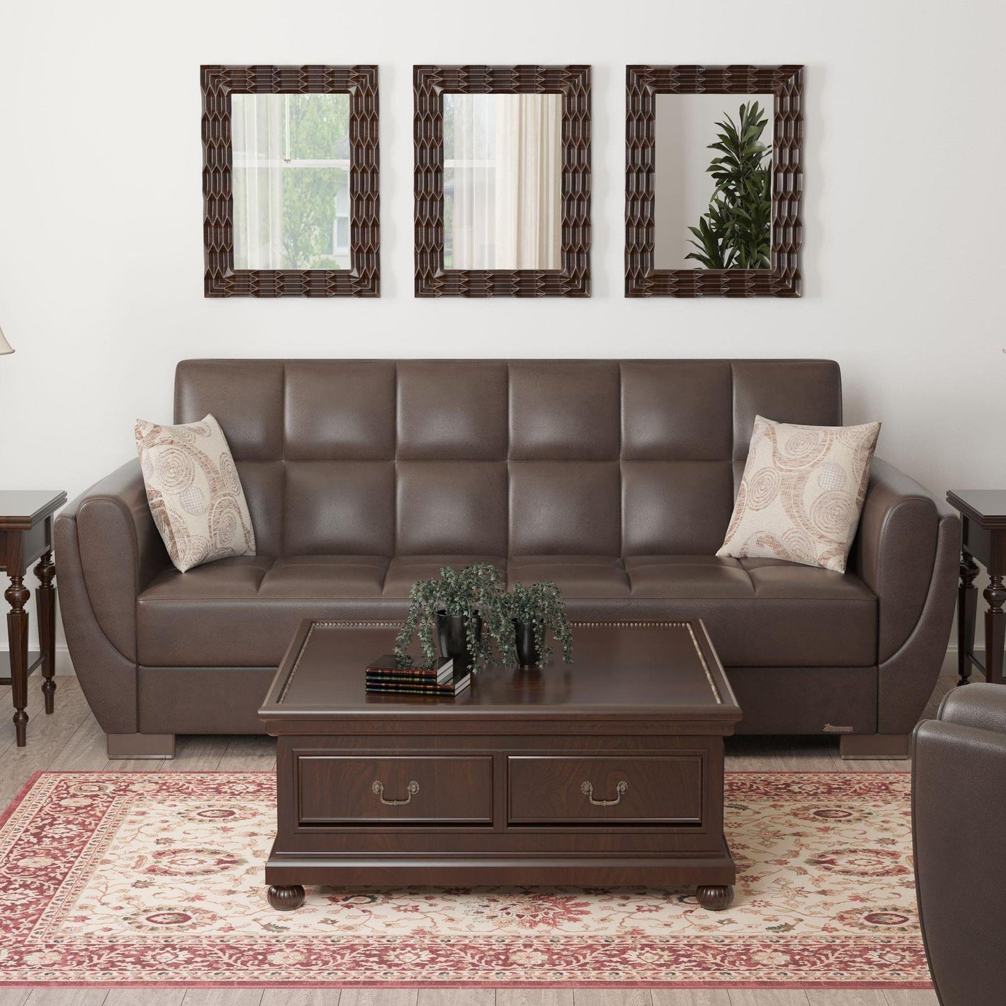 dark brown leather sofa