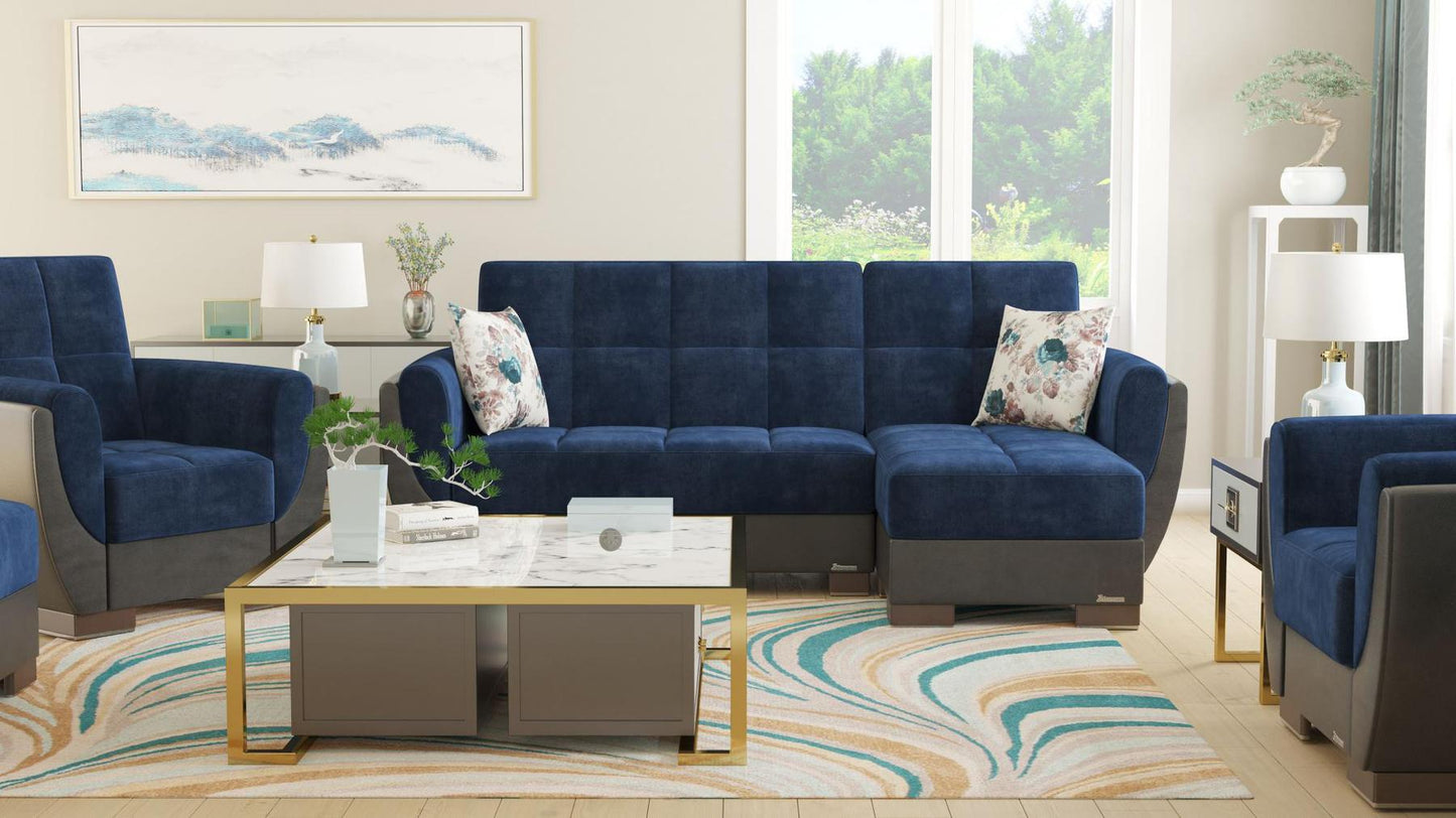 blue fabric sofa sectional
