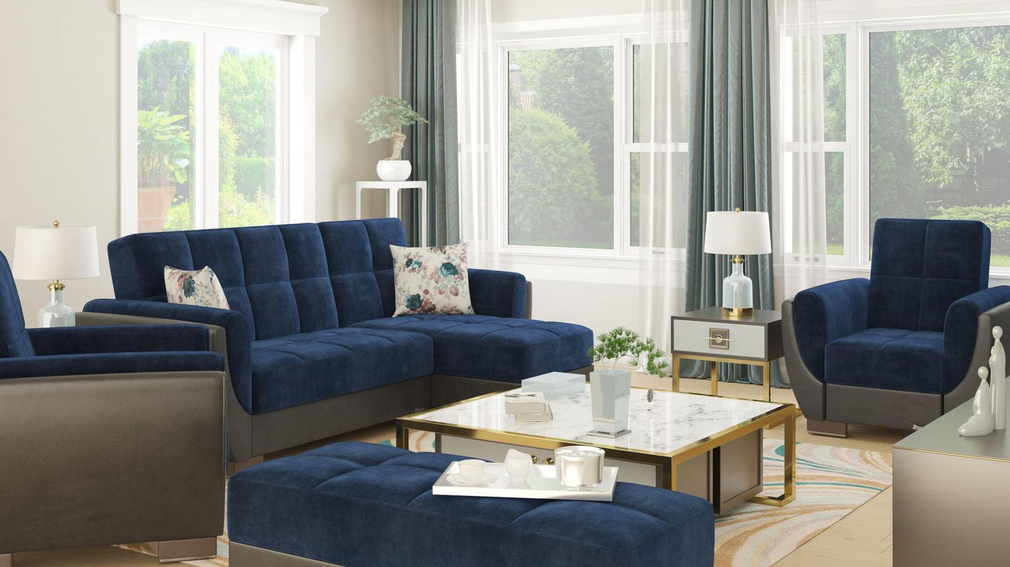 blue fabric sofa sectional