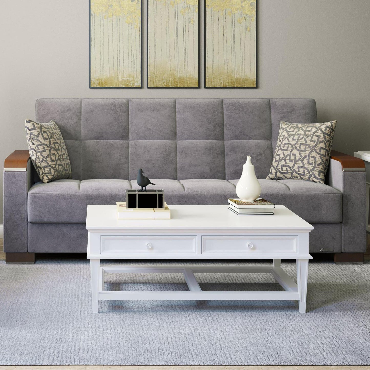 grey fabric sofa