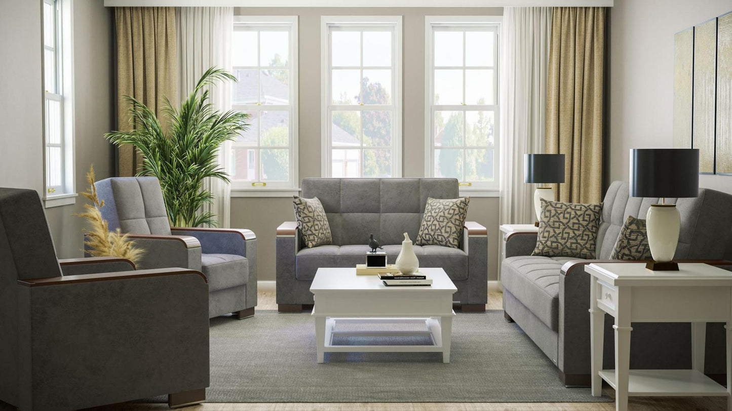 grey fabric sofa set